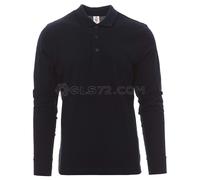 PAYPER Verona Polo da Uomo a Manica Lunga 100% Cotone Effetto Perlato Spacchetti Laterali Colletto Polsino a Costine Blu Navy (XL)