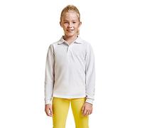 Polo manica lunga per bambini cotone 100% collo a costine e tre bottoni - Maglietta moda infantile casual e sportiva traspirante, bianco, 10 Anni