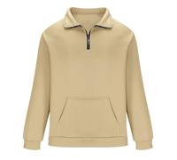 Polo Manica Lunga Uomo Largo, Felpa Da Lavoro Uomo Scollo Con Cerniera Casual Tinta Unita Pullover Chic Temperamento Passamontagna Confortevole con Tasche Autunno Felpa