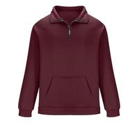 Polo Manica Lunga Uomo Largo, Felpa Da Lavoro Uomo Scollo Con Cerniera Casual Tinta Unita Pullover Chic Temperamento Passamontagna Confortevole con Tasche Autunno Felpa