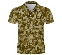 Polo mimetica da uomo, maglietta estiva da golf, slim fit, outdoor, tattica, mimetica, estiva, allenamento, risvolto, maglietta a maniche corte, polo traspirante, O mimetico, L