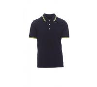 PAYPER Skipper Polo 100% Cotone Piquet con Bordini a Contrasto Manica Corta Uomo, Colore: Blu Navy/Giallo Fluo, Taglia: 4XL