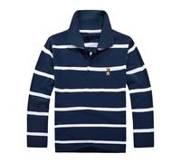 Polo per Bambini e Ragazzi in Cotone a Manica Lunga, Camicie a Righe Casual, Chiusura a Bottoni, Tessuto Morbido e Confortevole, T-Shirt per Ragazzi, Top per Giovani, Ragazzi Adolescenti, 3-14 Anni