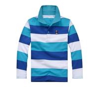 Polo per ragazzi a maniche lunghe a righe Polo per ragazze a maniche lunghe Camicia con colletto rovesciato in cotone T-shirt casuali Uniforme scolastaria Polo per bambini 3-14 anni, Blu, 5-6 Jahre