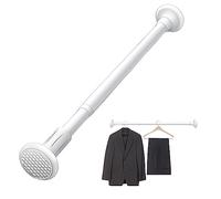 Polo per tende per doccia, palo della tenda bianca 50-80 cm Gara doccia estendibile φ 27mm senza trapano per bagno in casa, armadio, guardaroba