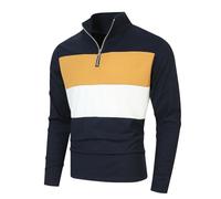 Polo per uomo adulto 2025 cerniera manica lunga Trend Design Sense Colore Temperamento Pullover, Marina Militare, 3XL