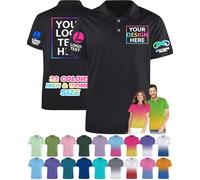 Polo personalizzato per uomo e donna, polo a manica corta, design con logo di testo, foto, nome frontale e posteriore, L