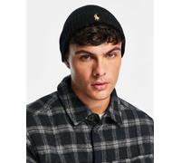 Polo Ralph Lauren - Berretto nero in lana merino con logo oro One Size