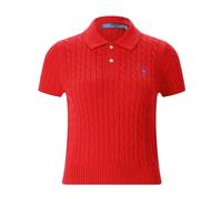 Polo Ralph Lauren - Cable-Knit Polo Shirt - - Tops - Donna - Rosso - L
