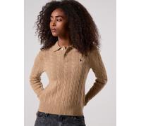Polo Ralph Lauren - Cable-Knit Wool-Cashmere Polo Sweater Marrone - Abbigliamento M Marrone