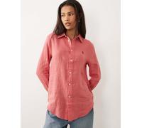 Polo Ralph Lauren - Camicia a maniche lunghe classica in lino rossa con bottoni-Rosso M