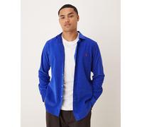 Polo Ralph Lauren - Camicia blu custom fit in tessuto a coste con logo S