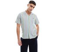 Polo Ralph Lauren - Camicia classica oversize a maniche corte blu e verde a righe multicolore con logo M