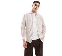 Polo Ralph Lauren - Camicia custom fit beige e bianca a righe con logo-Neutro XL