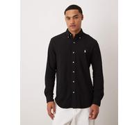 Polo Ralph Lauren - Camicia in piqué nera con logo a icona-Nero 2XL