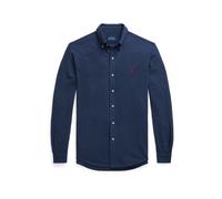 Camicia ultraleggera in cotone piqué Blu L Tinta unita