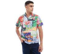 Polo Ralph Lauren - Camicia Oxford classica a maniche corte multicolore con motivo patchwork stampato ispirato alla spiaggia e rever S