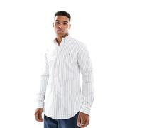 Polo Ralph Lauren - Camicia Oxford custom fit bianca a righe blu con logo-Bianco S