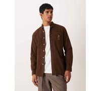 Polo Ralph Lauren - Camicia Oxford custom fit marrone spazzolata con logo Bear S