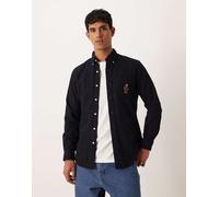 Polo Ralph Lauren - Camicia Oxford custom fit nera spazzolata con logo dell'orsetto-Nero S