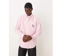 Polo Ralph Lauren - Camicia Oxford custom fit rosa con alano ricamato L