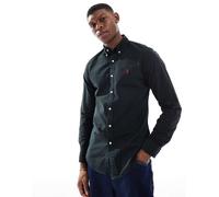 Polo Ralph Lauren - Camicia Oxford slim fit nera tinta in filo con logo-Nero M