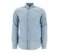 Camicia slim in chambray Blu XXL Tinta unita