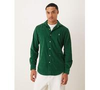 Polo Ralph Lauren - Camicia verde custom fit in tessuto a coste con logo L