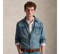 Polo Ralph Lauren Camicia western in denim irregolare L Blue
