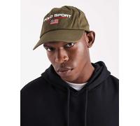 Polo Ralph Lauren - Cappellino sportivo con visiera in twill verde oliva con logo e bandiera One Size