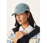 Polo Ralph Lauren - Cappello con visiera in denim lavaggio chiaro con logo-Blu One Size