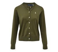 Polo Ralph Lauren - Cardigan in maglia sottile di cotone pima verde medio con logo iconico XS