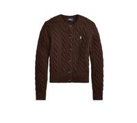 Cardigan girocollo a trecce, 80% lana, 20% cashmere Marrone L Tinta unita