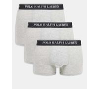 Polo Ralph Lauren - Confezione da 3 paia di boxer aderenti grigio mélange con fascia in vita con logo a contrasto M