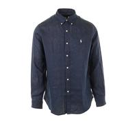 Camicia in lino Custom Fit Blu XXL Tinta unita