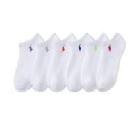 POLO RALPH LAUREN Performance Cotton Low Cut Socks-6 Pair Pack-Breathable Mesh & Sport Cushioning Cuscino a Taglio Basso, Bianco Assortiti, 8-10 Donna