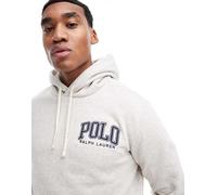 Polo Ralph Lauren - Felpa con cappuccio classica in pile oversize grigio chiaro mélange con logo stile college S