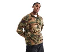 Polo Ralph Lauren - Felpa multicolore con stampa di paesaggio effetto mimetico in pile borg con zip corta XL