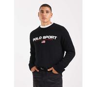 Polo Ralph Lauren - Felpa nera sportiva con logo e bandiera-Nero XL