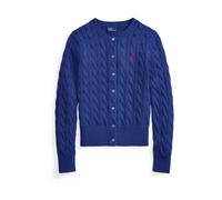 Polo Ralph Lauren cardigan in maglia a trecce in cotone con logo icon blu S