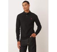 Polo Ralph Lauren - Icon - Polo slim a maniche lunghe in piqué nera con logo-Nero S