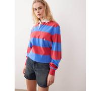 Polo Ralph Lauren - Ion - Polo stile rugby vintage rossa e blu a righe larghe con logo-Multicolore M