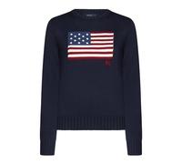 Polo Ralph Lauren - Pull drapeau à col rond en coton Blu - Abbigliamento - Taglia S S Blu