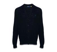 Polo Ralph Lauren, ,Knitwear ,Uomo ,Blu ,L Cardigan Testurizzato in Cotone e Lino con Scollo a V