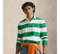 Polo Ralph Lauren - Maglia stile rugby a maniche lunghe a righe verde e bianca con logo-Bianco S