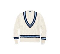 Polo Ralph Lauren Maglia da cricket in cotone a trecce XS Righe panna/blu navy