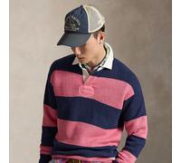 Polo Ralph Lauren - Maglione stile rugby color blu navy e rosa con logo iconico M