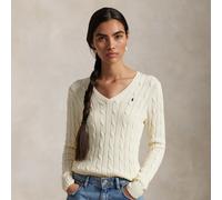 Polo Ralph Lauren Maglia in cotone a trecce con scollo a V XS Cream