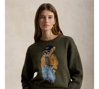 Polo Ralph Lauren - Maglione Girocollo in Cotone con Orso - - Knitwear - Donna - Verde - M