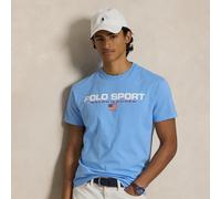 Polo Ralph Lauren - T-shirt classica sportiva blu chiaro con logo e bandiera sul petto M